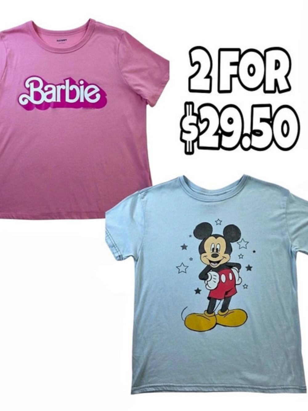 Old Navy Barbie and Mickey Mouse graphic T-shirt 2-pack Graphic T-Shirt 2-Pack